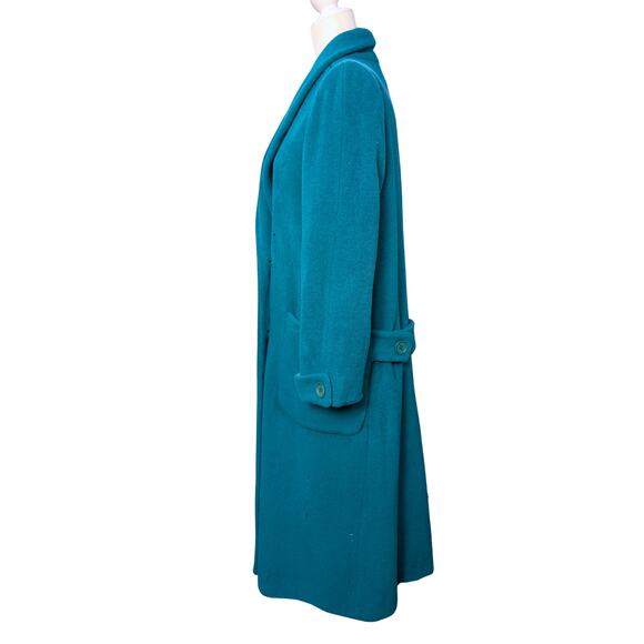 Vintage Teal 100% Wool Coat - Size 6 Petite, Crystal Detail - Picture 4 of 13